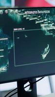 Vertical Military command post with high tech gear employed for North Korea secret service, inflicting fear and despair among the population. Army headquarters spreading communism ideas. Camera A. video