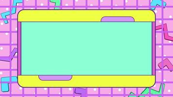 Abstract cute bright colorful frames in 90s memphis style with grid texture pattern. video