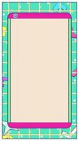 Abstract vertical cute bright colorful frames in 90s memphis style with grid texture pattern. video