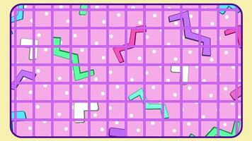 Cute colorful abstract 90s Memphis style with grid texture pattern. video
