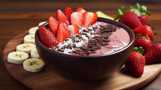 acai cuenco con bayas y frutas desayuno zalamero cuenco con arándanos y fresas foto