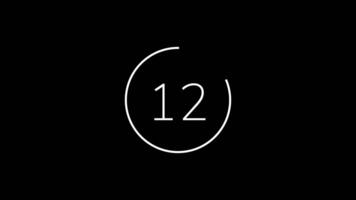 15 seconds countdown timer on black background with white circle countdown suitable for deadlines, countdown content, concepts of time video