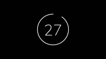 30 seconds countdown timer on black background with white circle countdown suitable for deadlines, countdown content, concepts of time video