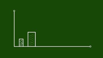 Infographic bar chart animated outline icon animation on green screen background video