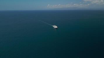 ferry sailing in the ocean view drone video