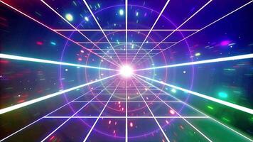 Abstract retro style 80s-90s futuristic grid wireframe backdrop. Digital landscape neon retro party laser pattern background. video
