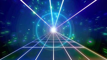 Abstract retro style 80s-90s futuristic grid wireframe backdrop. Digital landscape neon retro party laser pattern background. video