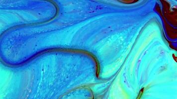 Fluid art texture. Abstract backdrop with iridescent paint effect. Liquid acrylic artwork with flows and splashes. Mixed paints for website background. video