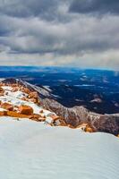 Mountains in winter, snow-covered slopes of Pikes Peak mountains, Colorado, US photo