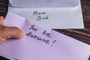 Spiritual message in the mail you are awesome photo