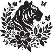 Powerful Tiger Silhouette Line Art Set for Wildlife Design Projects vector