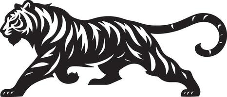 Powerful Tiger Silhouette Line Art Set for Wildlife Design Projects vector