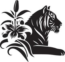 Powerful Tiger Silhouette Line Art Set for Wildlife Design Projects vector