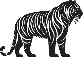 Powerful Tiger Silhouette Line Art Set for Wildlife Design Projects vector