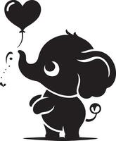 Cute baby elephant set featuring playful and adorable designs with hearts and balloons. Perfect for creative and child-friendly design projects vector