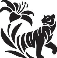 Powerful Tiger Silhouette Line Art Set for Wildlife Design Projects vector