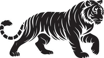 Powerful Tiger Silhouette Line Art Set for Wildlife Design Projects vector