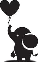Cute baby elephant set featuring playful and adorable designs with hearts and balloons. Perfect for creative and child-friendly design projects vector