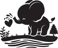 Cute baby elephant set featuring playful and adorable designs with hearts and balloons. Perfect for creative and child-friendly design projects vector