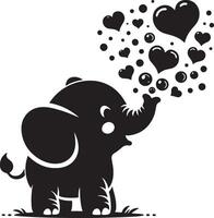 Cute baby elephant set featuring playful and adorable designs with hearts and balloons. Perfect for creative and child-friendly design projects vector