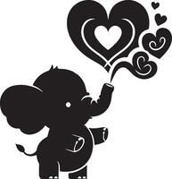 Cute baby elephant set featuring playful and adorable designs with hearts and balloons. Perfect for creative and child-friendly design projects vector