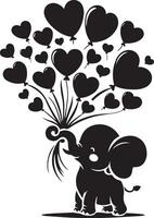 Cute baby elephant set featuring playful and adorable designs with hearts and balloons. Perfect for creative and child-friendly design projects vector