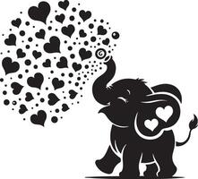 Cute baby elephant set featuring playful and adorable designs with hearts and balloons. Perfect for creative and child-friendly design projects vector