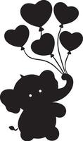 Cute baby elephant set featuring playful and adorable designs with hearts and balloons. Perfect for creative and child-friendly design projects vector