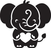 Cute baby elephant set featuring playful and adorable designs with hearts and balloons. Perfect for creative and child-friendly design projects vector