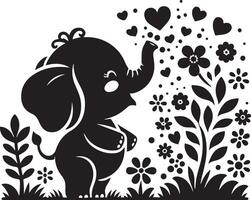 Cute baby elephant set featuring playful and adorable designs with hearts and balloons. Perfect for creative and child-friendly design projects vector
