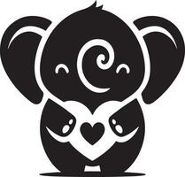 Cute baby elephant set featuring playful and adorable designs with hearts and balloons. Perfect for creative and child-friendly design projects vector