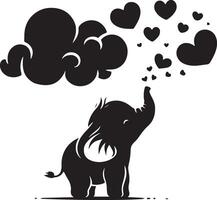 Cute baby elephant set featuring playful and adorable designs with hearts and balloons. Perfect for creative and child-friendly design projects vector