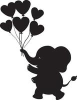 Cute baby elephant set featuring playful and adorable designs with hearts and balloons. Perfect for creative and child-friendly design projects vector