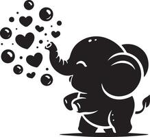 Cute baby elephant set featuring playful and adorable designs with hearts and balloons. Perfect for creative and child-friendly design projects vector