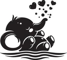 Cute baby elephant set featuring playful and adorable designs with hearts and balloons. Perfect for creative and child-friendly design projects vector