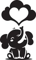 Cute baby elephant set featuring playful and adorable designs with hearts and balloons. Perfect for creative and child-friendly design projects vector