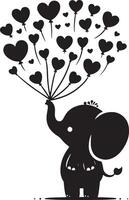 Cute baby elephant set featuring playful and adorable designs with hearts and balloons. Perfect for creative and child-friendly design projects vector