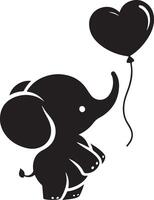 Cute baby elephant set featuring playful and adorable designs with hearts and balloons. Perfect for creative and child-friendly design projects vector