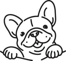 Playful Dog Peeking Silhouette Black Outline Illustration for Cute Design vector