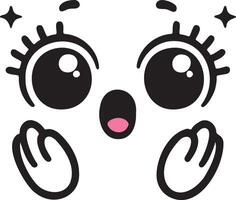 Cute kawaii face expressions in cartoon face set, featuring playful and adorable emoticons. Perfect for fun and creative design projects vector