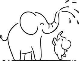 Mom and baby elephant silhouette in a minimalist black outline, capturing the gentle and nurturing nature of elephants. Perfect for adding a touch of wildlife elegance to design projects vector