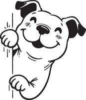 Playful Dog Peeking Silhouette Black Outline Illustration for Cute Design vector