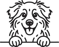 Playful Dog Peeking Silhouette Black Outline Illustration for Cute Design vector