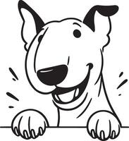 Playful Dog Peeking Silhouette Black Outline Illustration for Cute Design vector