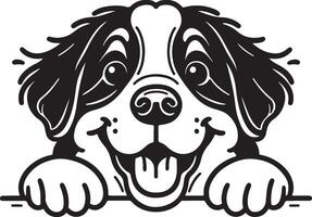 Playful Dog Peeking Silhouette Black Outline Illustration for Cute Design vector