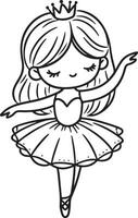 Cute ballet dancer Adorable ballerina line art set capturing graceful movements and poses. Ideal for adding a touch of elegance and charm to design projects vector