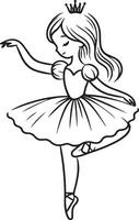Cute ballet dancer Adorable ballerina line art set capturing graceful movements and poses. Ideal for adding a touch of elegance and charm to design projects vector