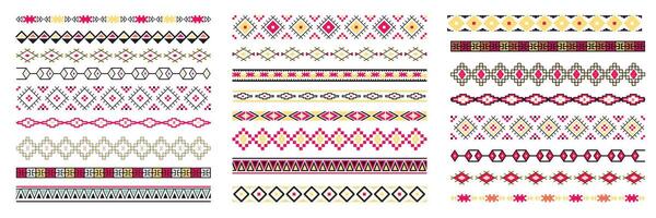 Border decoration elements with colorful patterns. Ethnic style collections. illustrations. vector