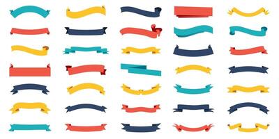 Set of Ribbons Banners Colorful . Isolated on white background. Ribbon Banner in modern simple flat design vector