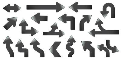 Set of black arrows with gradient effect. vector
